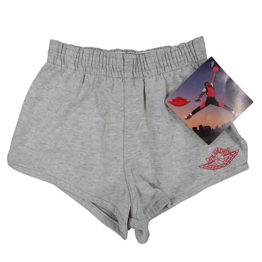 Nike Air Jordan Shorts Boys Small Vintage 80s Heather Gray Wings Logo Deadstock
